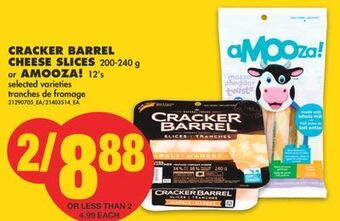No Frills Cracker barrel cheese slices, 200-240 g or amooza!, 12's offer