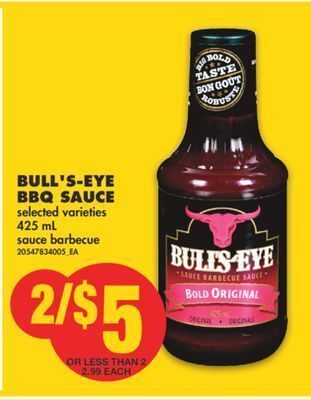 No Frills Bull's-eye bbq sauce, 425 ml offer