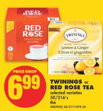 No Frills Twinings or red rose tea, 50/216's offer