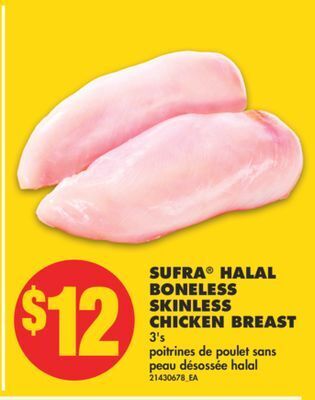 No Frills Sufra® halal boneless skinless chicken breast, 3's offer