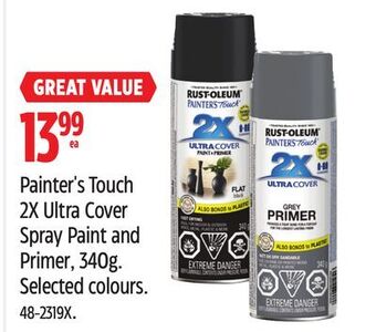 Canadian Tire Rust-oleum painter's touch 2x ultra cover spray paint and primer, 340g offer