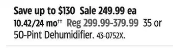 Canadian Tire Noma 35 or 50-pint dehumidifier offer