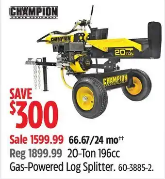 Canadian Tire Champion 20-ton 196cc gas-powered log splitter offer