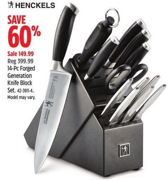 Canadian Tire Henckels 14-pc forged generation knife block set offer