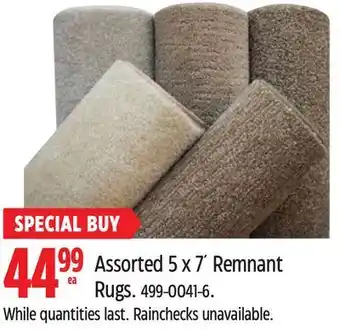 Canadian Tire Korhani studio assorted 5 x 7' remnant rugs offer