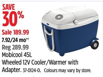 Canadian Tire Mobicool 45l wheeled 12v cooler/warmer with adapter offer