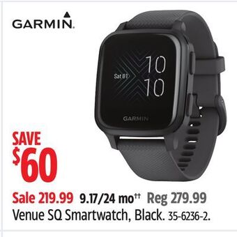 Canadian Tire Garmin venue sq smartwatch, black offer