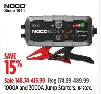 Canadian Tire Noco genius 1000a and 3000a jump starters offer