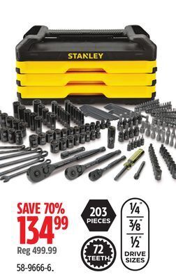 Canadian Tire Stanley black chrome socket sets offer