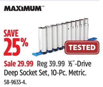 Canadian Tire Maximum drive deep socket set, 10-pc offer