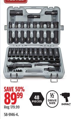Canadian Tire Maximum 1/2-in drive professional grade impact socket set, 48-pc, crmo offer
