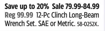 Canadian Tire Maximum 12-piece clinch long beam wrench set offer