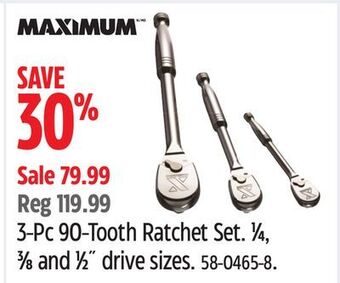 Canadian Tire Maximum 3-pc 90-tooth ratchet set offer