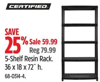 Canadian Tire Certified 5-shelf resin rack offer