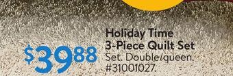Walmart Holiday time 3-piece quilt set offer