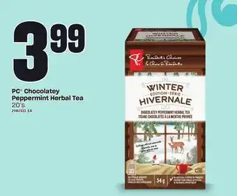 Loblaws Pc® chocolatey peppermint herbal tea, 20's offer