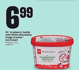 Loblaws Pc® cranberry vanilla with white chocolatey fudge crackle™ ice cream, 1.5 l offer