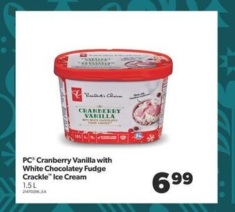Real Canadian Superstore Pc® cranberry vanilla with white chocolatey fudge crackle™ ice cream, 1.5 l offer