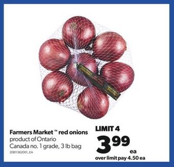 Real Canadian Superstore Farmers market™ red onions, 3 lb bag offer