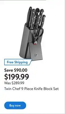 Walmart Twin chef 9 piece knife block set offer