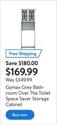 Walmart Gymax grey bathroom over the toilet space saver storage cabinet offer