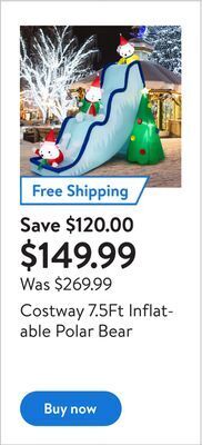 Walmart Costway 7.5ft inflatable polar bear offer