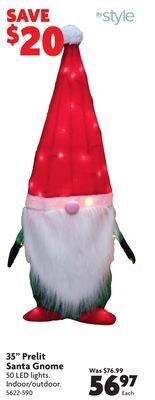 Home Hardware 35" prelit santa gnome offer