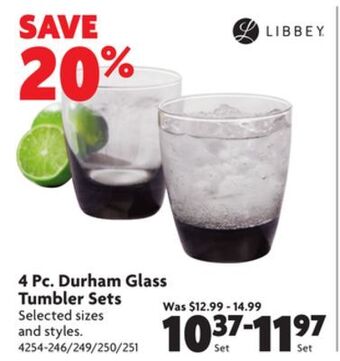 Home Hardware 4 pc. durham glass tumbler sets offer