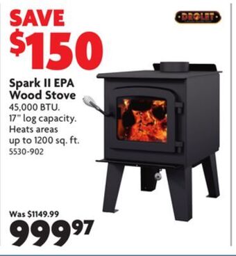 Home Hardware Spark ii epa wood stove offer