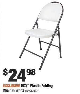 Home Depot Hdx™ plastic folding chair in white offer
