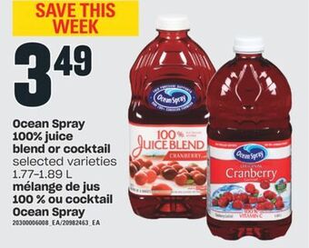Valu-mart Mélange de jus 100 % ou cocktail ocean spray, 1.77-1.89 l offer