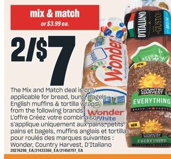 Valu-mart L'offre créez votre combinaison s'applique uniquement aux pains, petits pains et bagels, muffins anglais et tortillas pour ro offer
