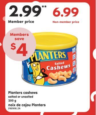 Valu-mart Noix de cajou planters, 200 g offer