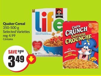 Chalo FreshCo Quaker cereal 350-500 g selected varieties offer