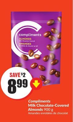 Chalo FreshCo Compliments milk chocolate-covered almonds 900 g offer