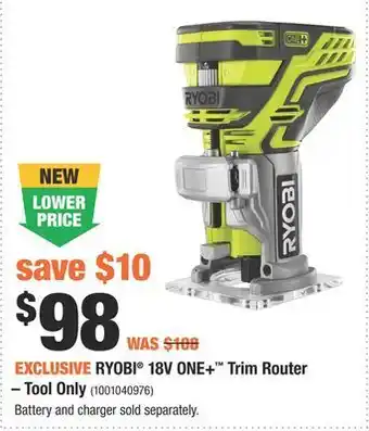 Home Depot Ryobi® 18v one+™ trim router offer