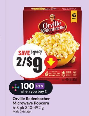 FreshCo Orville redenbacher microwave popcorn 6-8 pk 340-492 g offer
