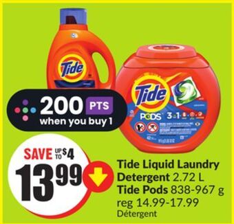 FreshCo Tide liquid laundry detergent 2.72 l tide pods 838-967 g offer