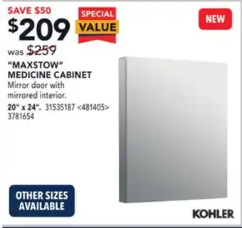 RONA Kohler "maxstow" medicine cabinet 20" x 24" offer
