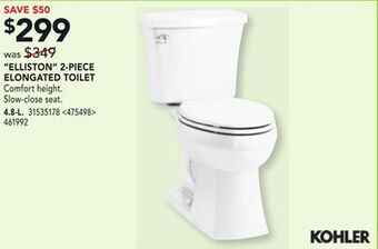 RONA Kohler "elliston" 2-piece elongated toilet offer