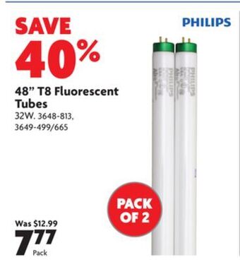 Home Hardware 48" t8 fluorescent tubes offer