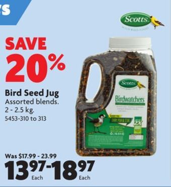 Home Hardware Bird seed jug offer
