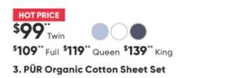 Sleep Country Pür organic cotton sheet set offer