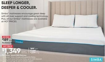 Sleep Country The simba® hybrid 1500 mattress offer