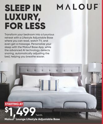 Sleep Country Malouf lounge lifestyle adjustable base offer