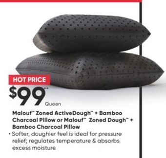 Sleep Country Malouf zoned activedough + bamboo charcoal pillow or malouf zoned dough + bamboo charcoal pillow offer