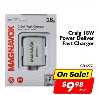 Craig 18w power deliver fast charger