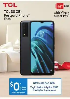 Walmart Tcl 30 xe postpaid phone offer