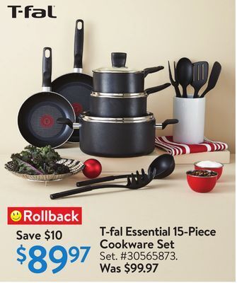 Walmart T-fal essential 15-piece cookware set offer
