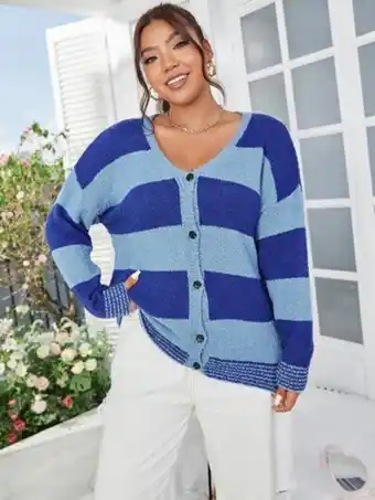 SheIn Plus two tone drop shoulder cardigan offer
